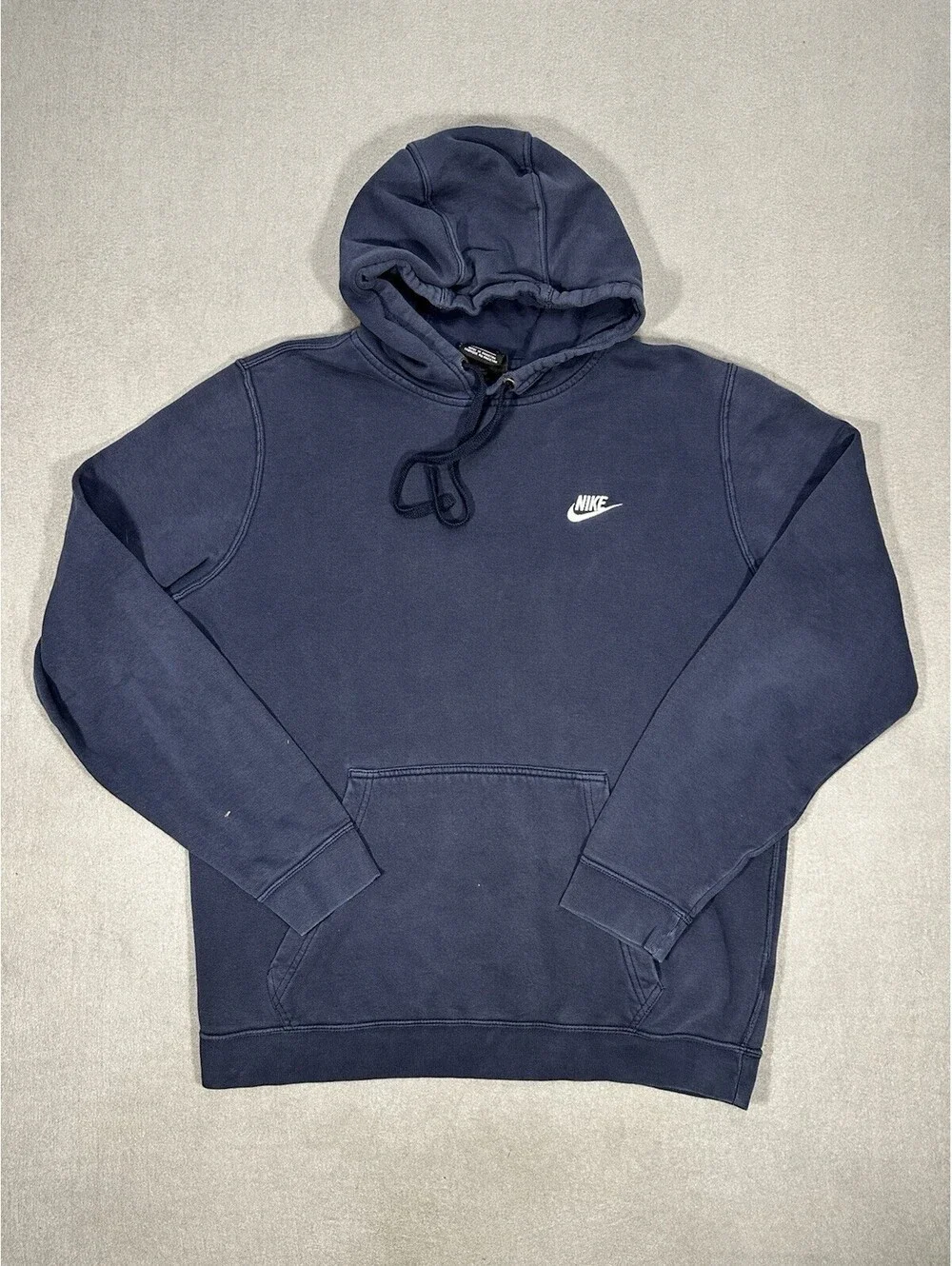 Nike Mens Large Navy Hoodie Large Logo Swoosh Pullover Sweatshirt FA18